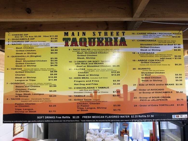 Main Street Taqueria - Jasper, AL menu_pic