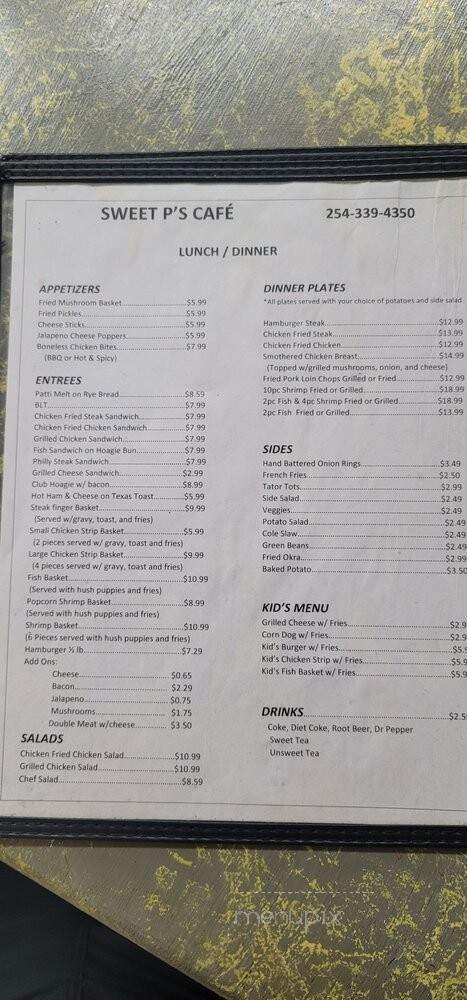 Sweet P's Cafe - Plantersville, TX menu_pic