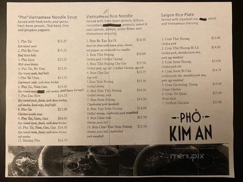 Pho Kim An - Waimea, HI menu_pic