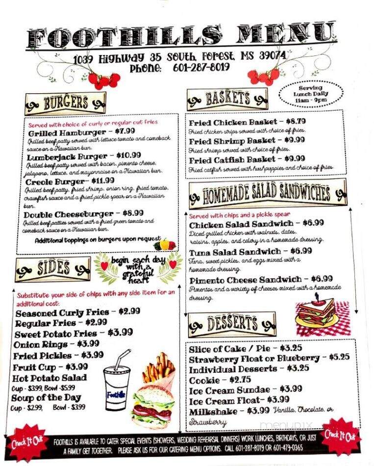 Foothills Diner - Forest, MS menu_pic