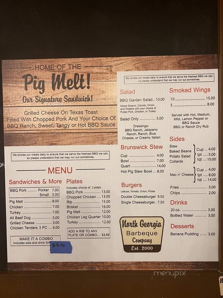 North Georgia Barbeque - Dahlonega, GA menu_pic