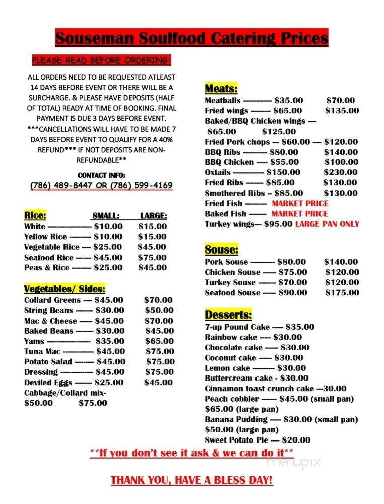 Worlds Famous Souseman Barbque - MIAMI, FL menu_pic