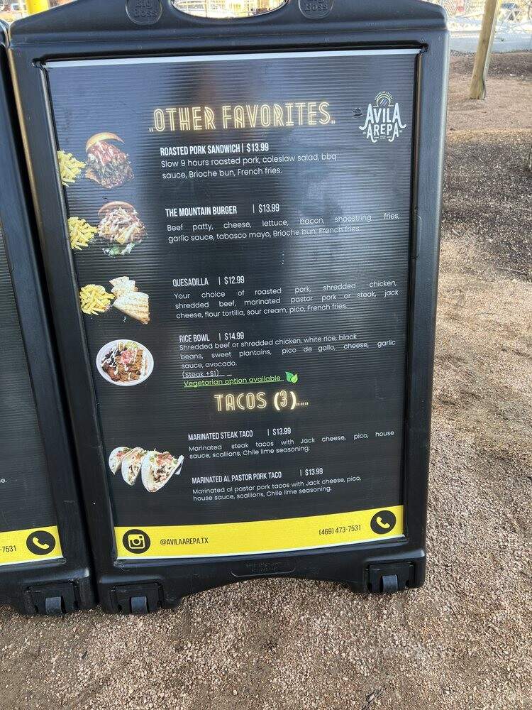Avila Arepa - Dallas, TX menu_pic