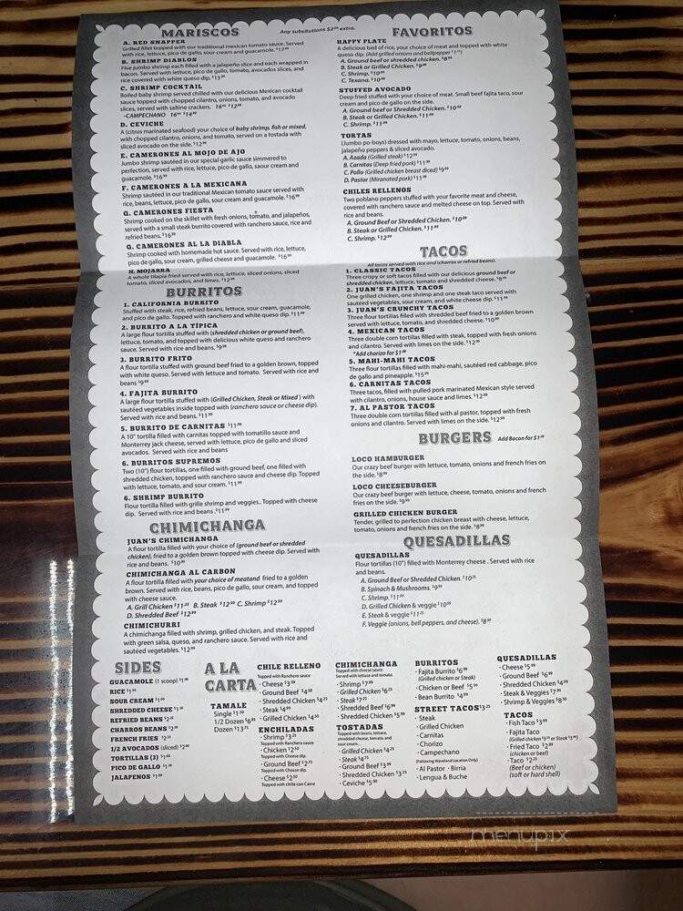 Juans Tacos and Beer - Biloxi, MS menu_pic