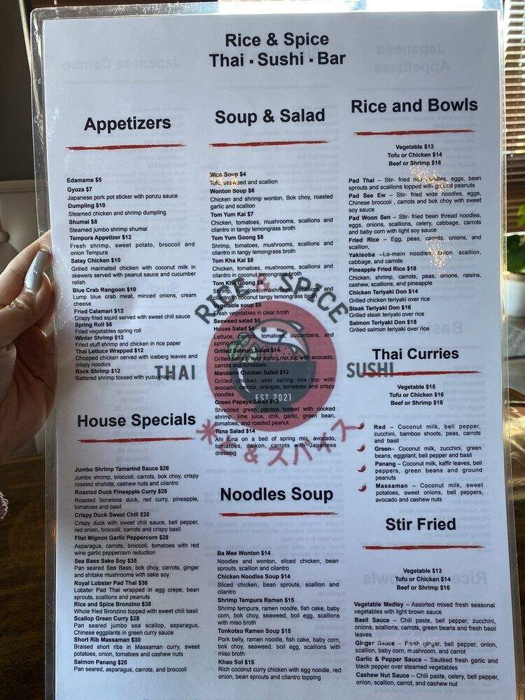 Rice N Spice Thai Sushi - Milton, GA menu_pic