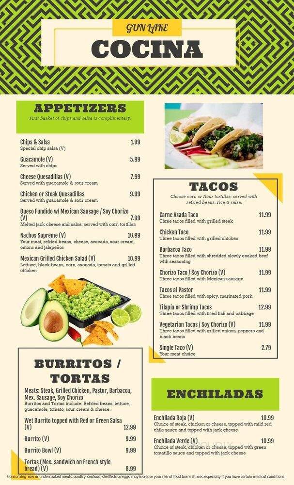 Gun Lake Cocina - Middleville, MI menu_pic