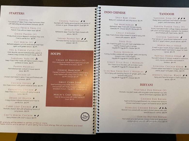 Mirchi's Indian Kitchen & Bar - Cary, NC menu_pic