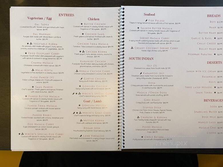 Mirchi's Indian Kitchen & Bar - Cary, NC menu_pic