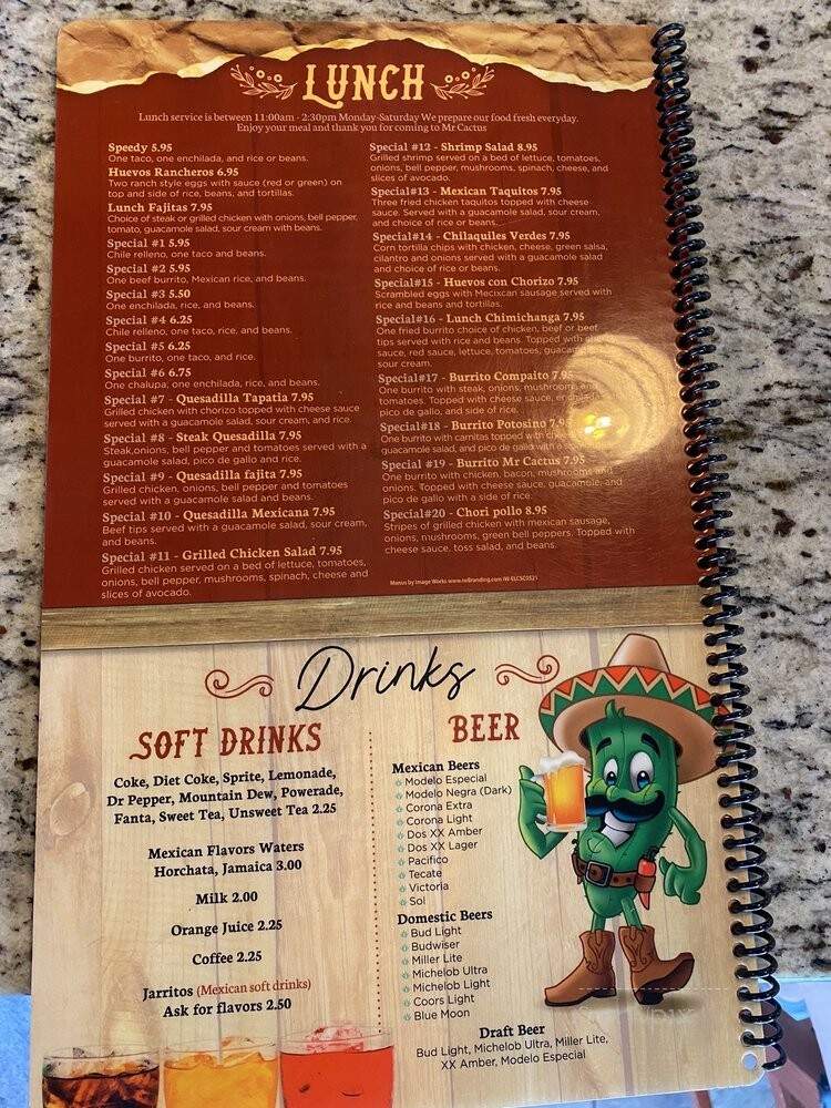 Mr. Cactus Mexican Kitchen - Easley, SC menu_pic