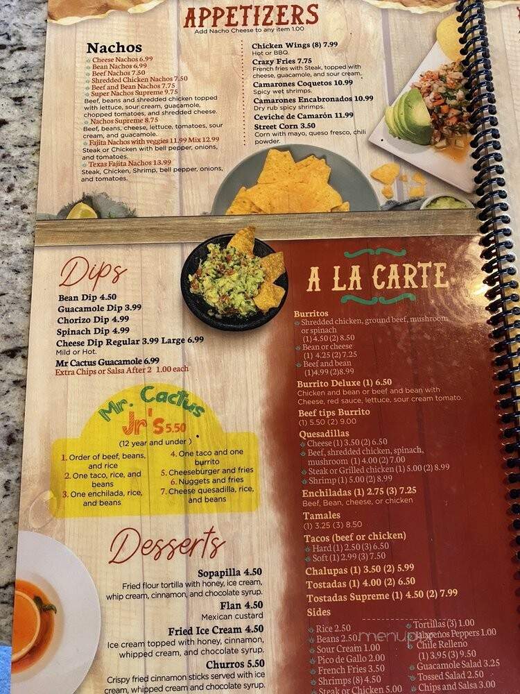 Mr. Cactus Mexican Kitchen - Easley, SC menu_pic