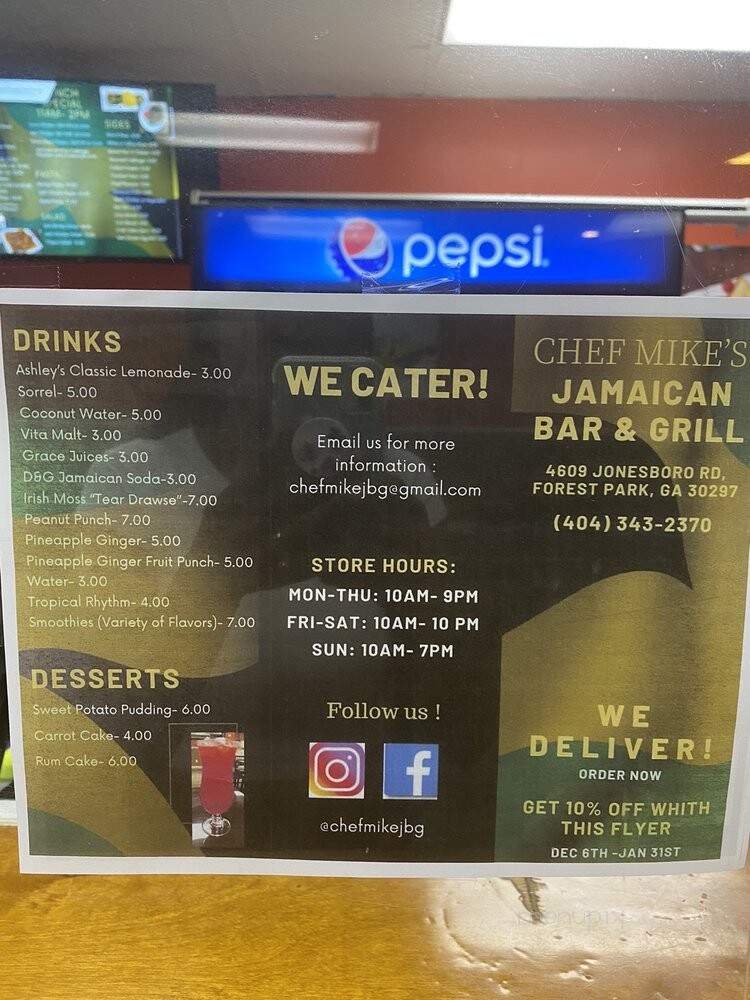 Chef Mike's Jamaican Bar & Grill - Forest Park, GA menu_pic