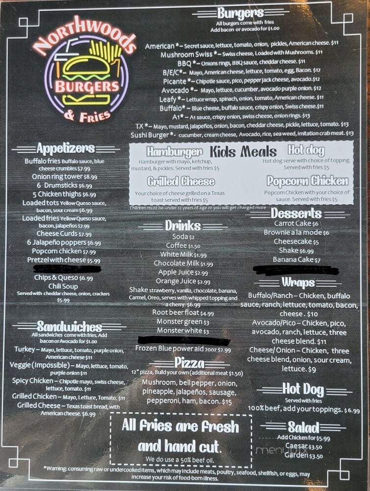 Northwoods Burgers & Fries - Hayward, WI menu_pic