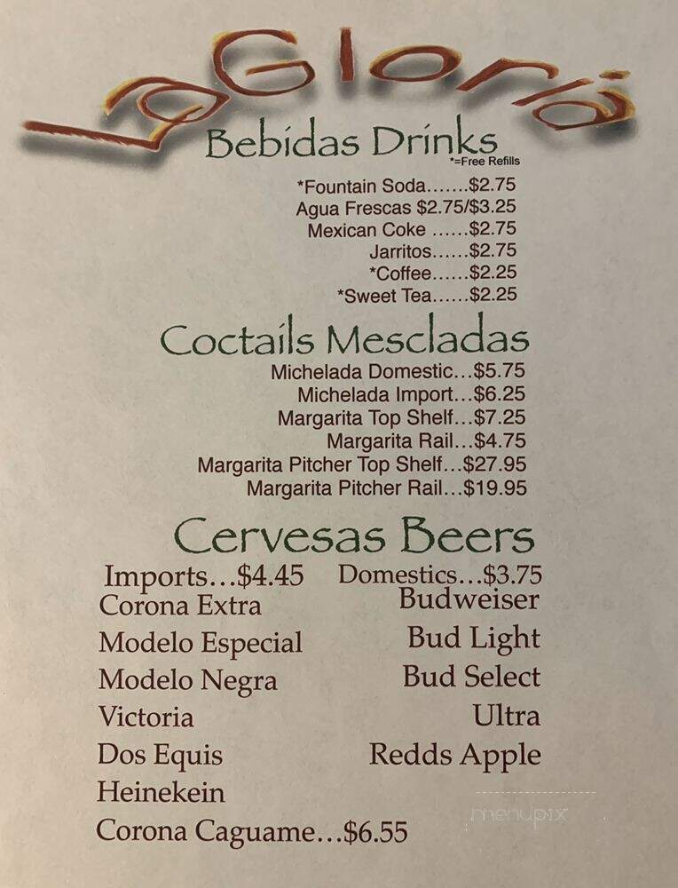 La Gloria Mexican Restaurant - Hazelwood, MO menu_pic