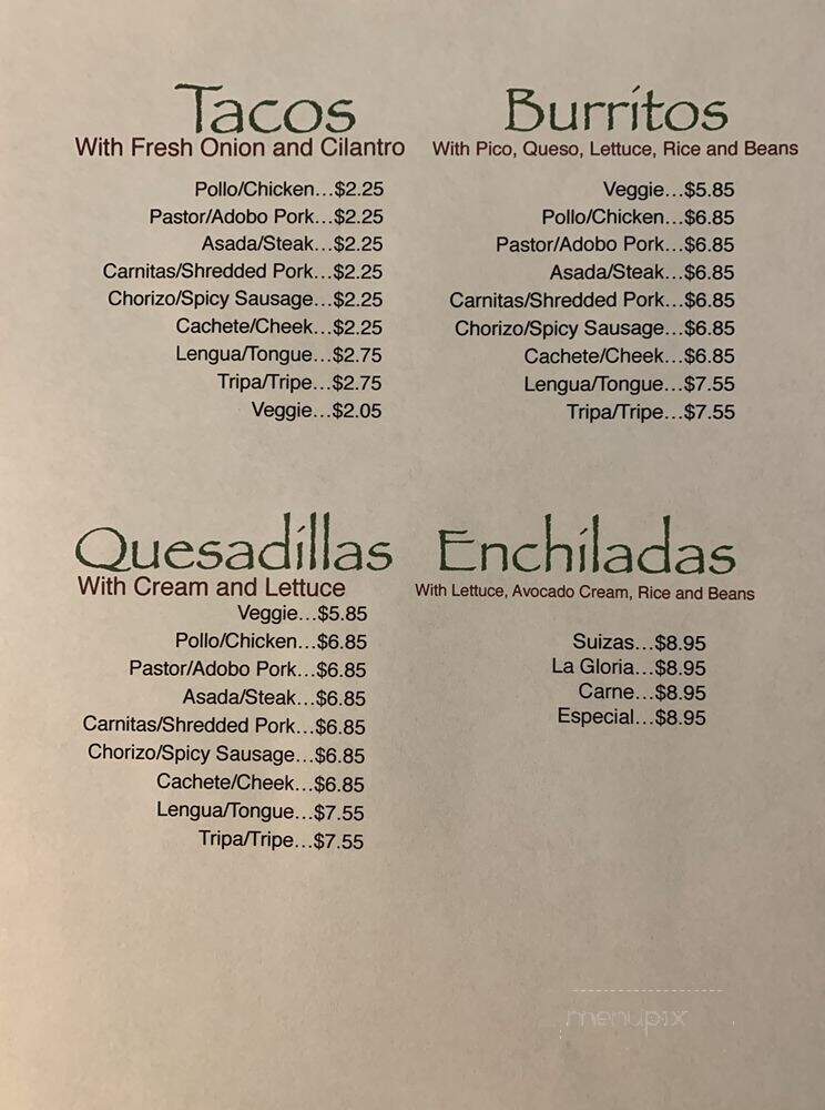 La Gloria Mexican Restaurant - Hazelwood, MO menu_pic