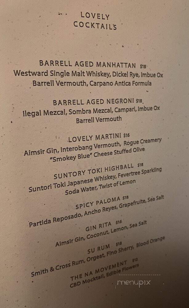 Lovely Rita - Portland, OR menu_pic