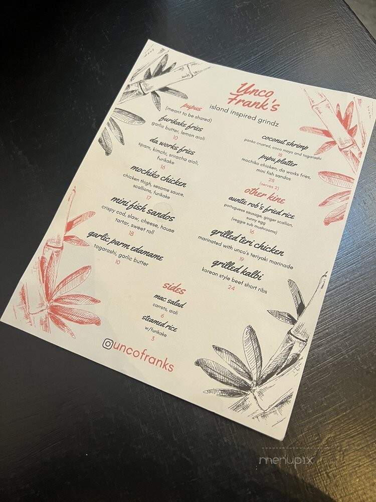 Unco Frank's - San Francisco, CA menu_pic