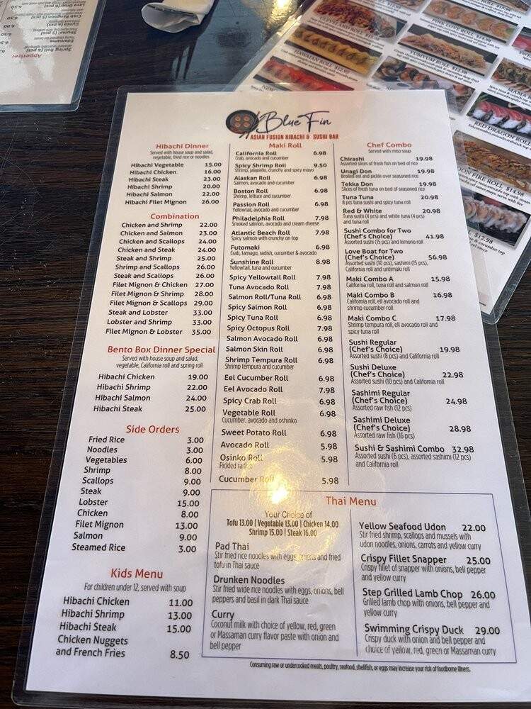 Bluefin Hibachi and Sushi Bar - Mentor, OH menu_pic