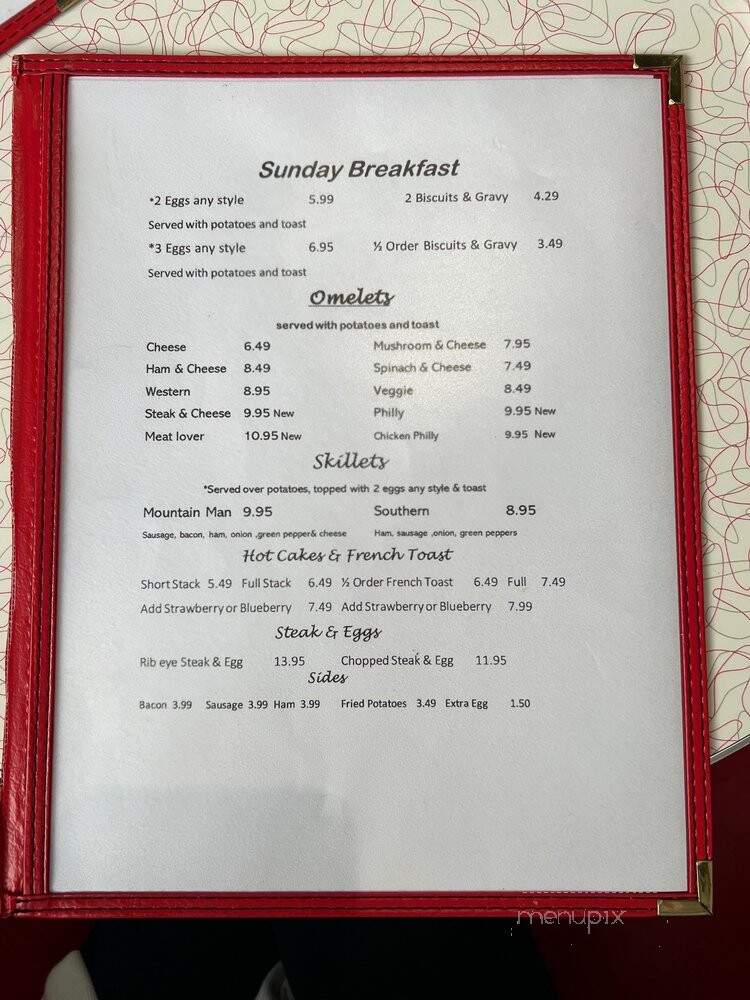 Dixie Lee Diner - Monteagle, TN menu_pic