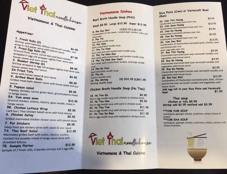 Viet Thai Noodle House - Lake Stevens, WA menu_pic