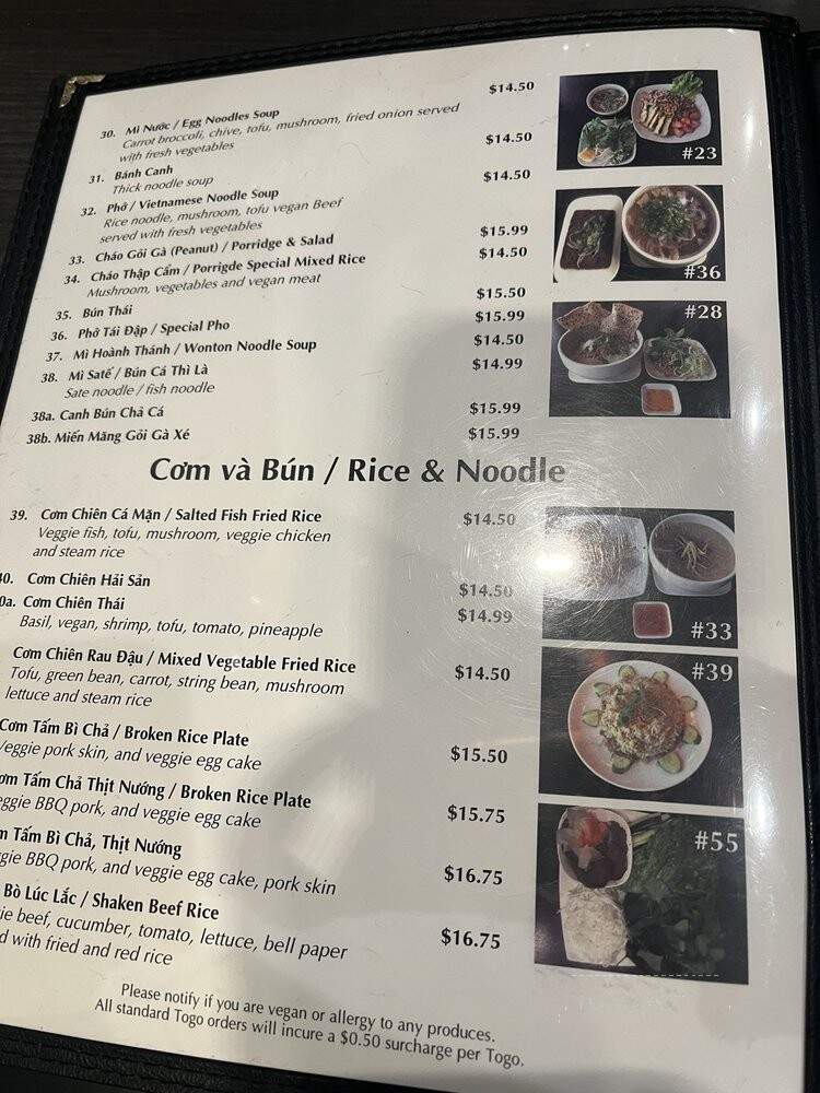 Hoa Dang Vegetarian - San Jose, CA menu_pic