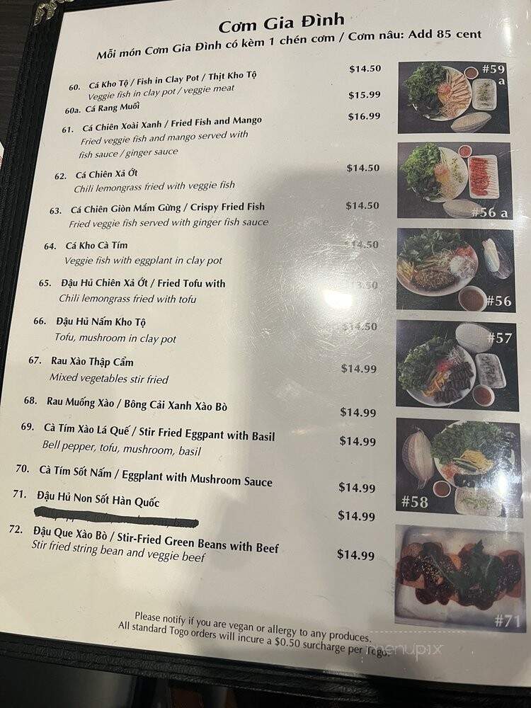 Hoa Dang Vegetarian - San Jose, CA menu_pic