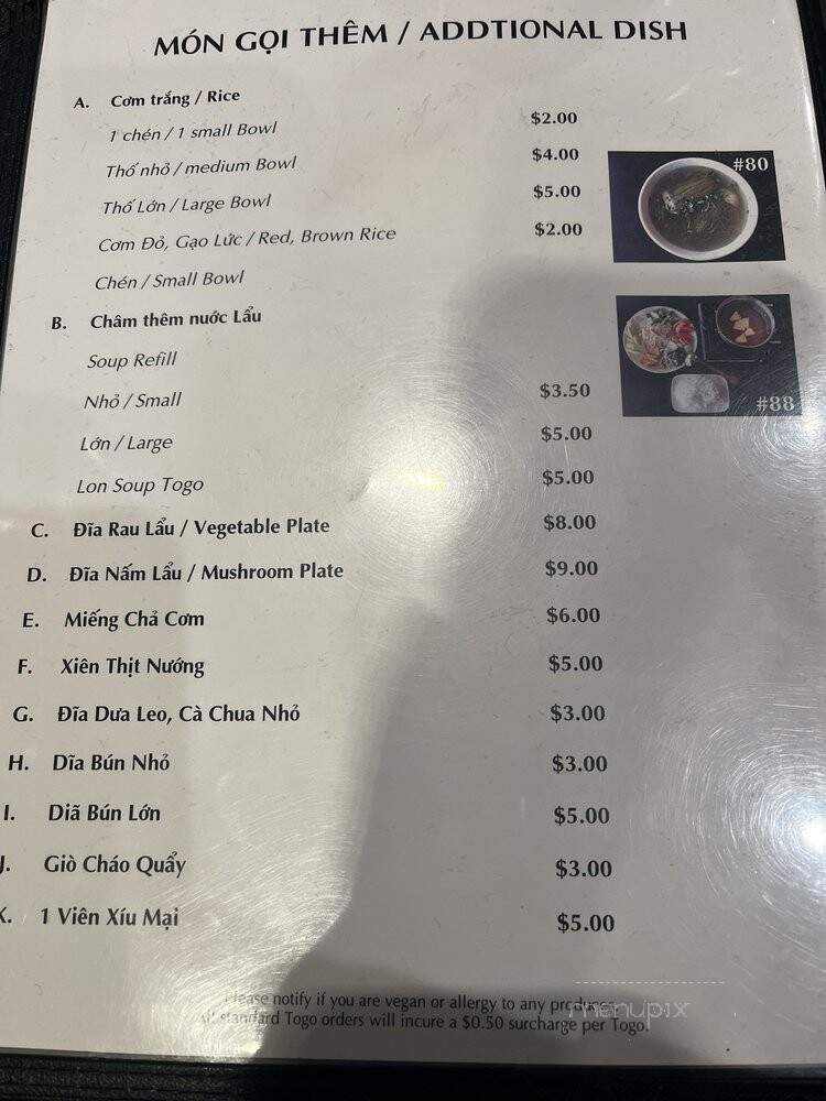 Hoa Dang Vegetarian - San Jose, CA menu_pic