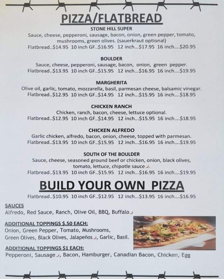 Stone Hill Bar and Grill - Randall, MN menu_pic