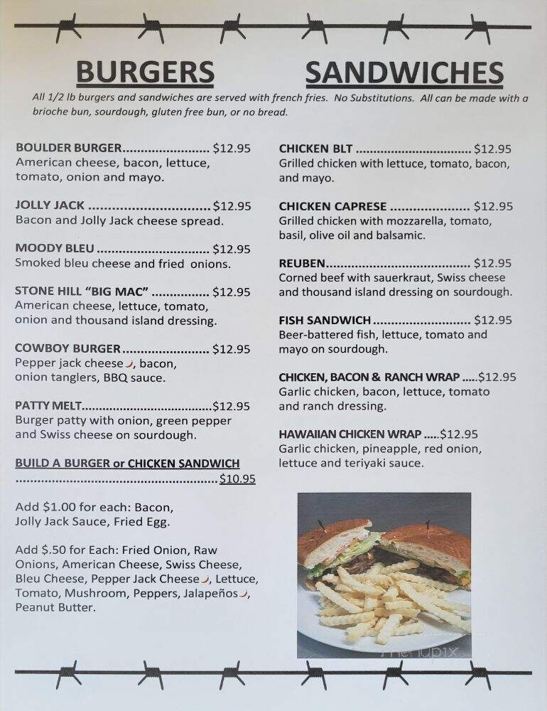 Stone Hill Bar and Grill - Randall, MN menu_pic