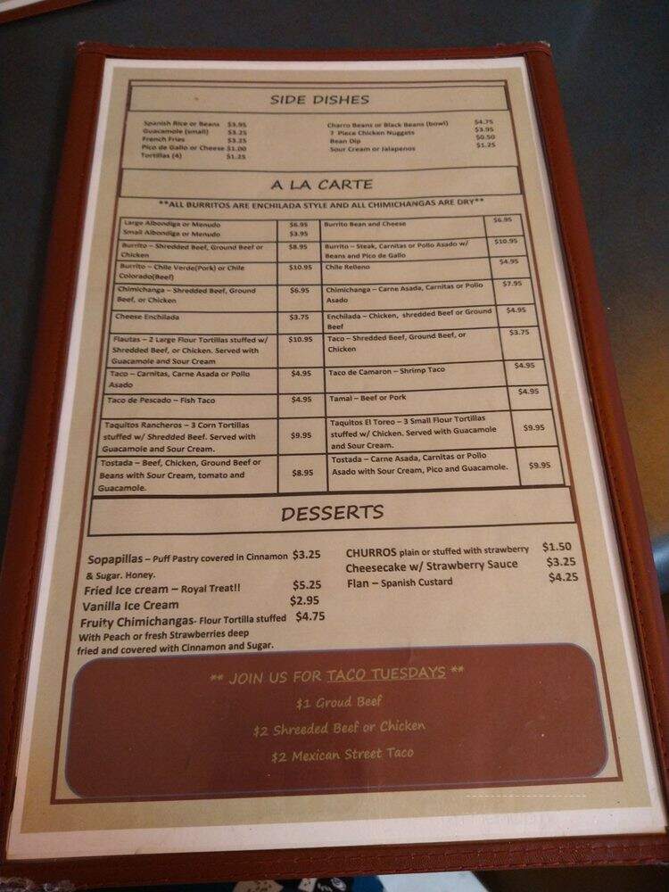 El Toreo - Clarkdale, AZ menu_pic