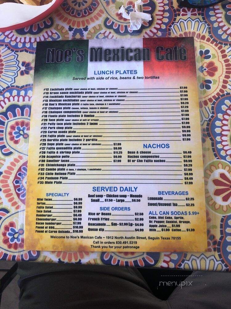 Noe's Tacos - Seguin, TX menu_pic