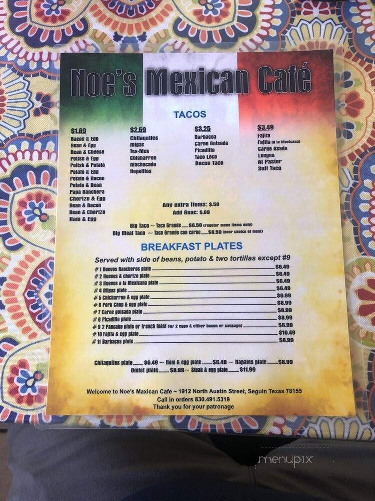 Noe's Tacos - Seguin, TX menu_pic