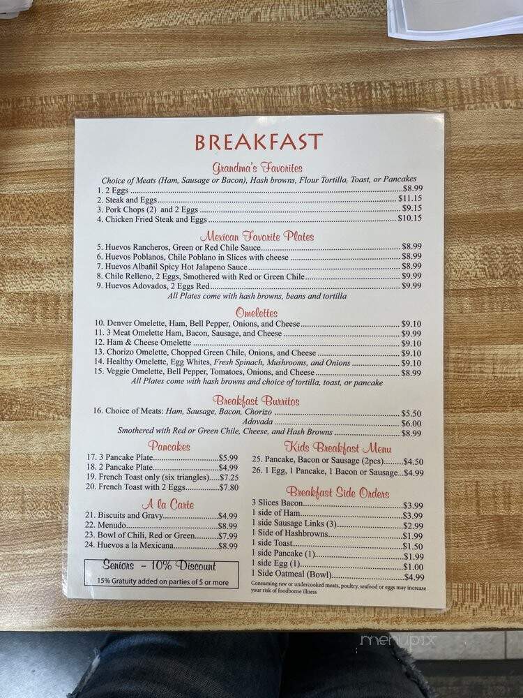 Grandma's Kitchen - Bloomfield, NM menu_pic
