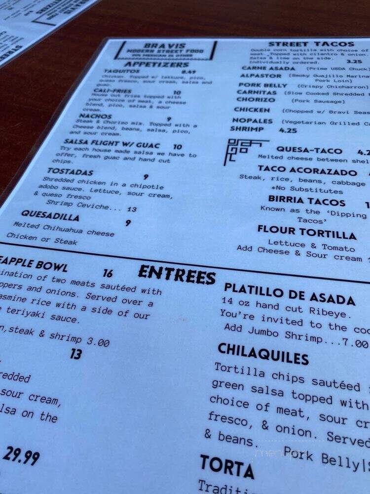 Bravis - Shakopee, MN menu_pic