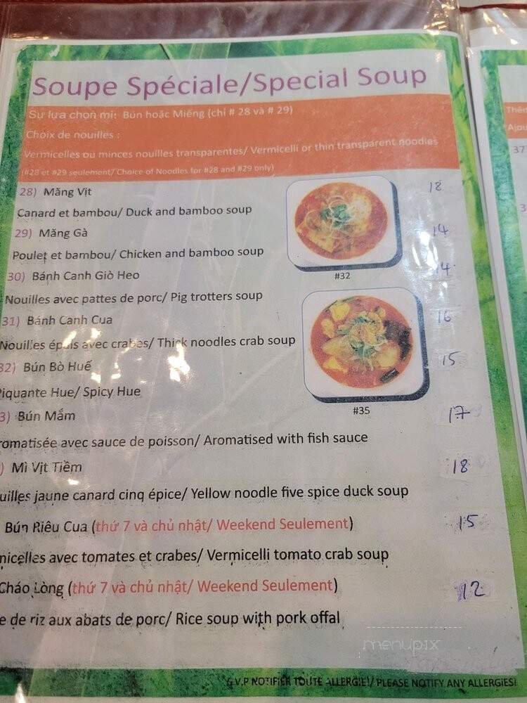 Pho Saigon Viet-Nam - Montreal, QC menu_pic