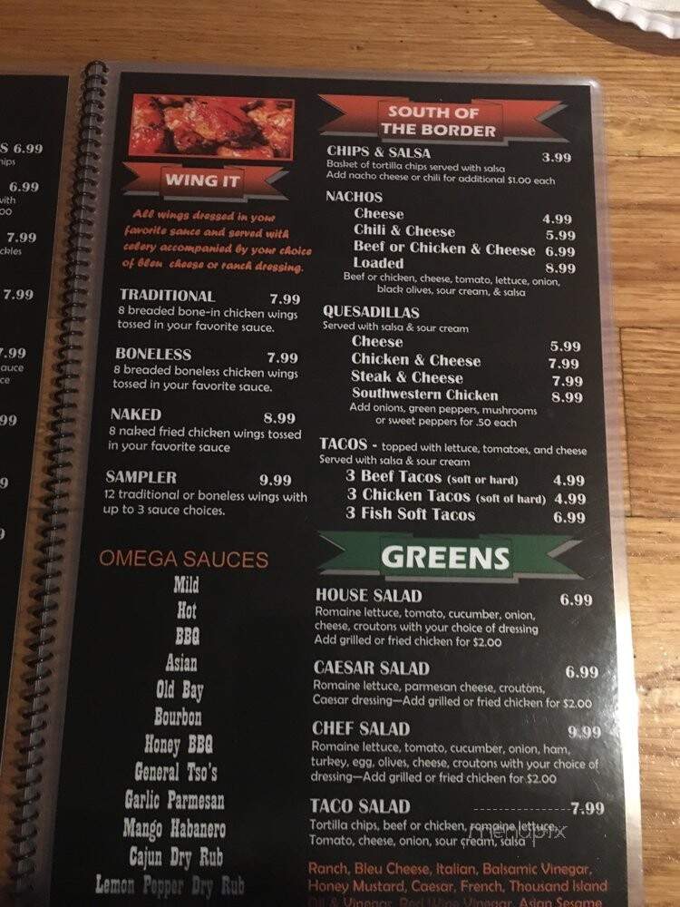 Omega Bar and Grill - Hopewell, VA menu_pic