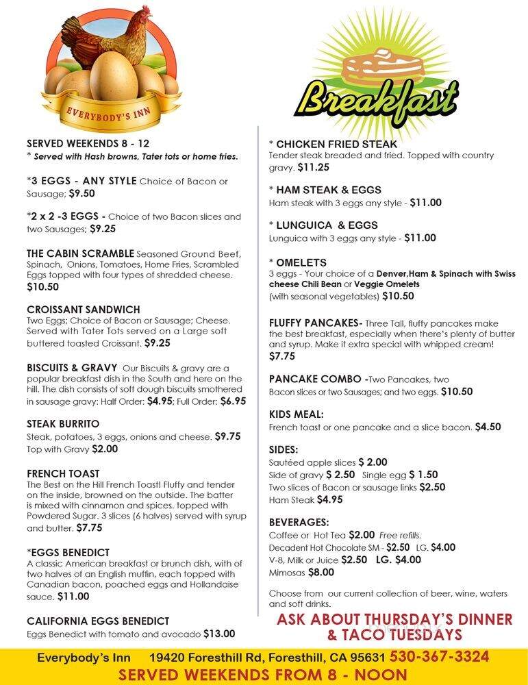 Everybody's Inn - Foresthill, CA menu_pic