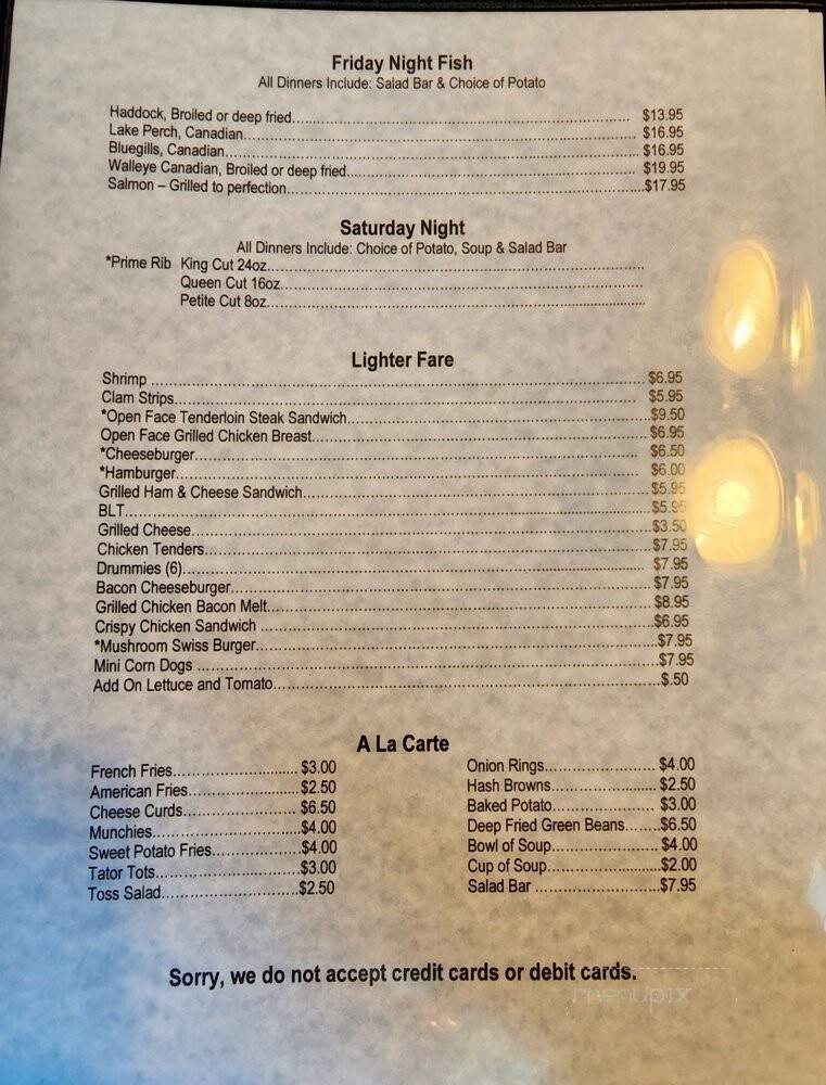 Easy Landing - Marshall, WI menu_pic