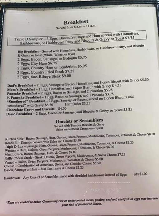 Triple D Diner - Crossville, TN menu_pic