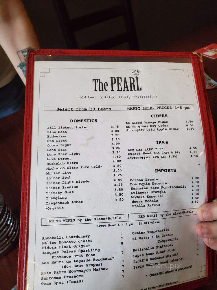 The Pearl - Lockhart, TX menu_pic