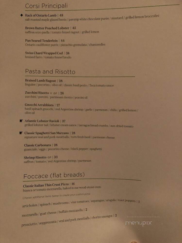 Teca Restaurant - Muskoka Lakes, ON menu_pic