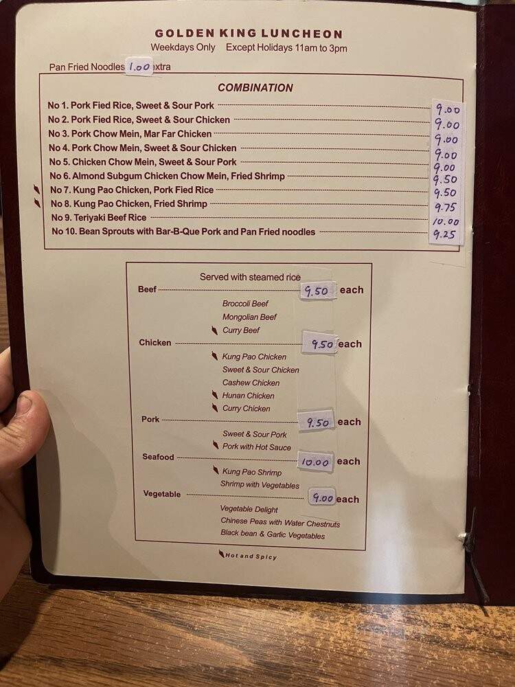 Golden King Chinese Restaurant - Quincy, CA menu_pic