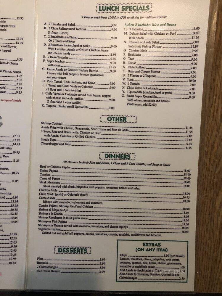 Luzmila's Mexican Restaurant - Mckinleyville, CA menu_pic