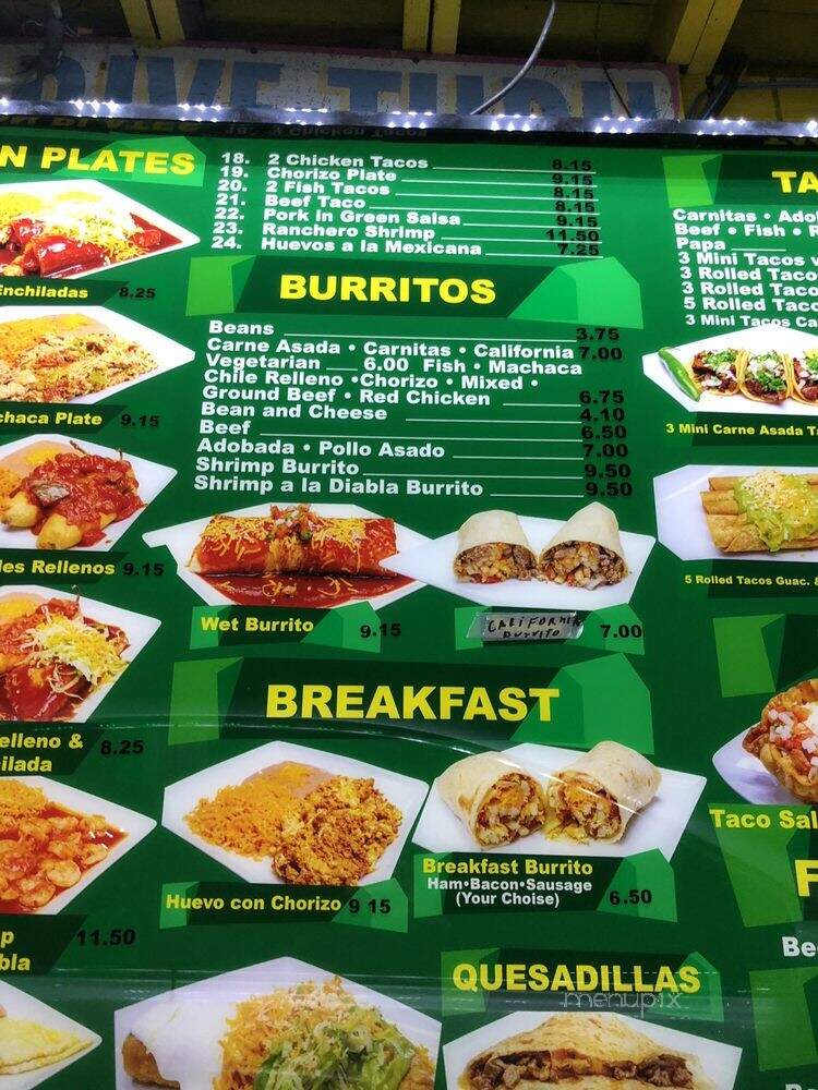 Loreto's Taco Shop - Spring Valley, CA menu_pic