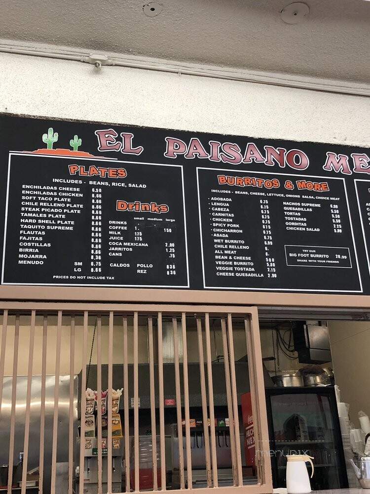 El Paisano Restaurant - South El Monte, CA menu_pic