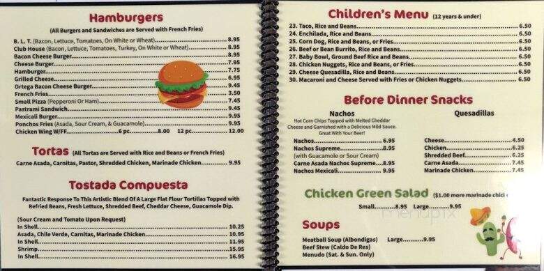 El Nuevo Mexicali III - Springville, CA menu_pic