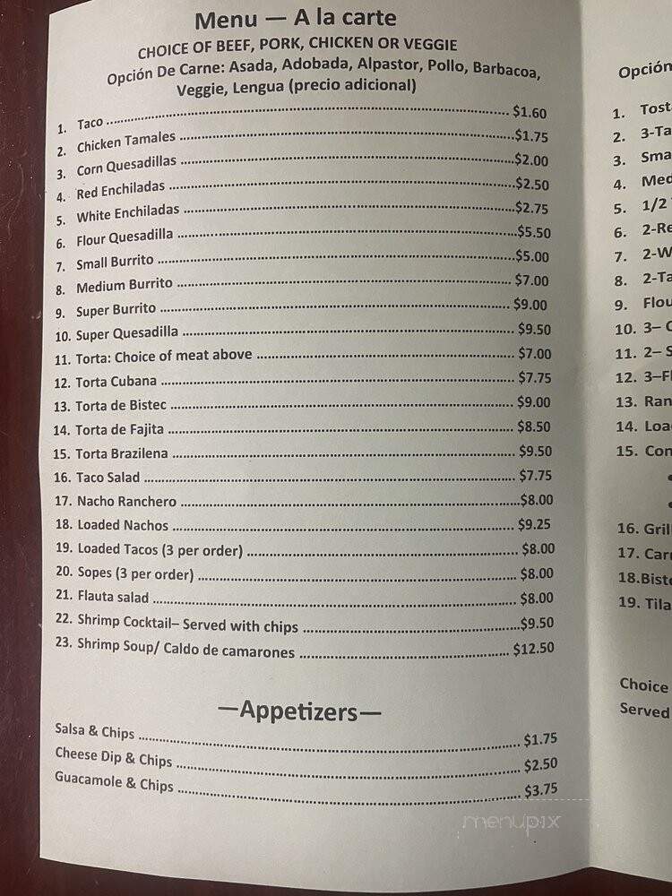 Taqueria El Rancho - Siloam Springs, AR menu_pic