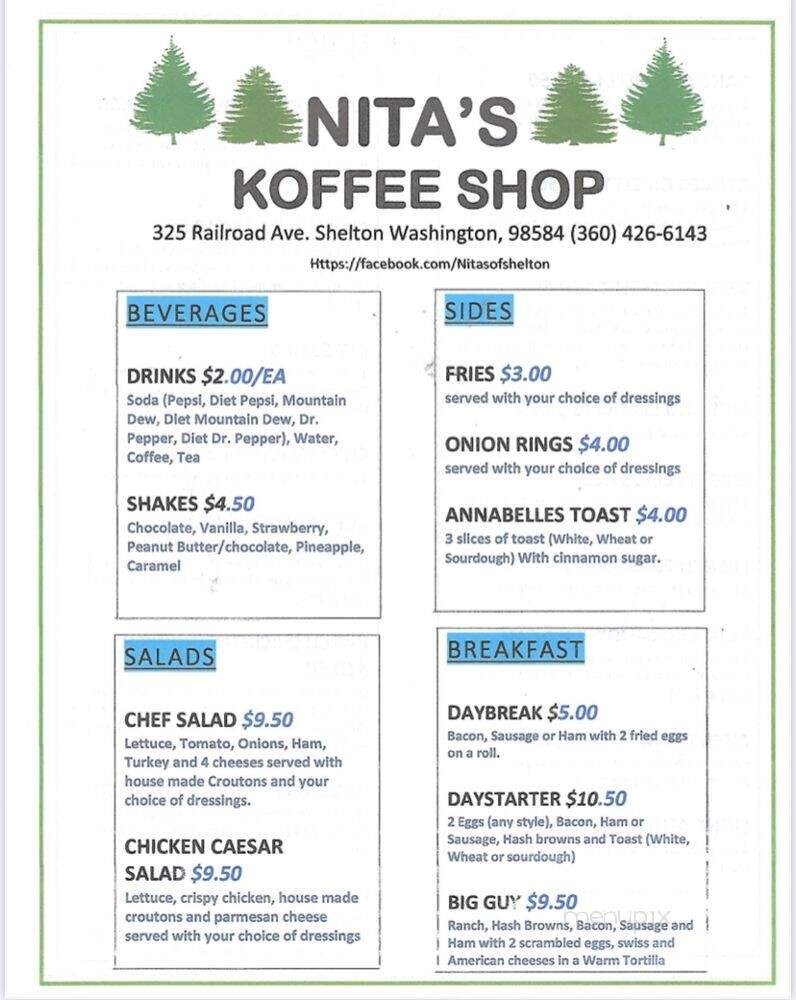 Nita's - Shelton, WA menu_pic