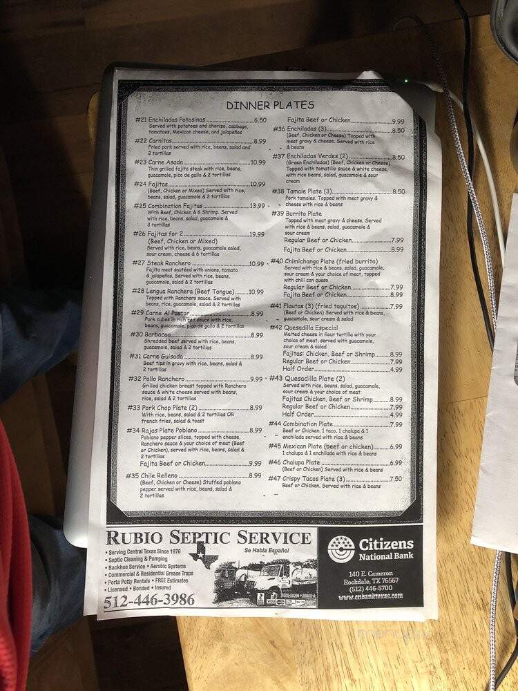 Taqueria Banda's - Rockdale, TX menu_pic