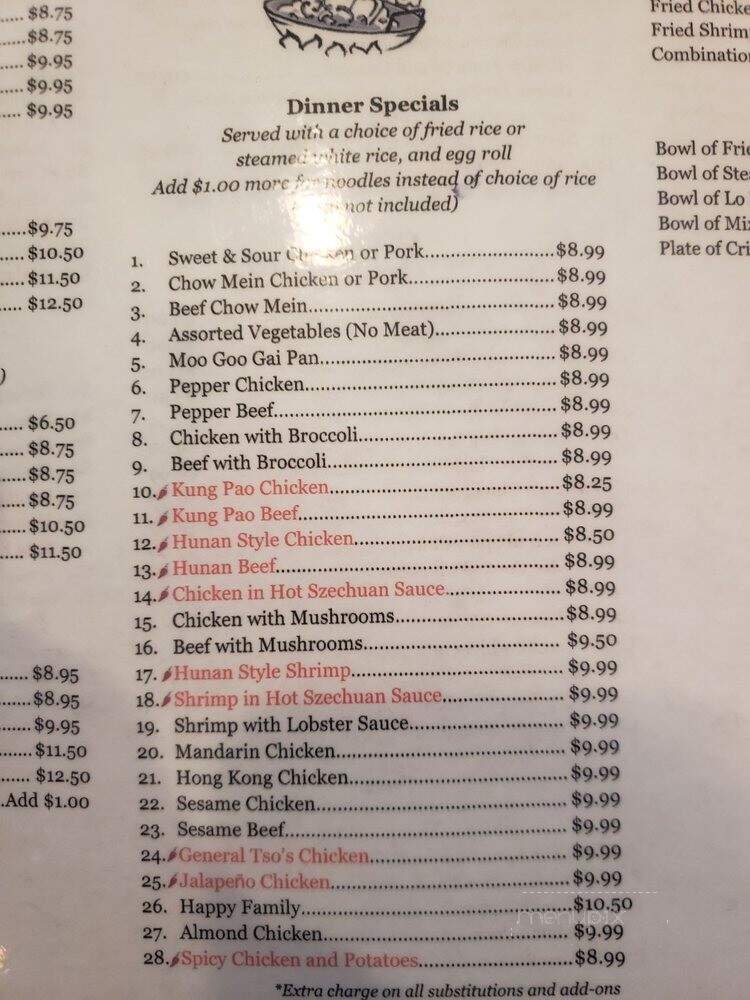 Hong Kong Palace - Beeville, TX menu_pic
