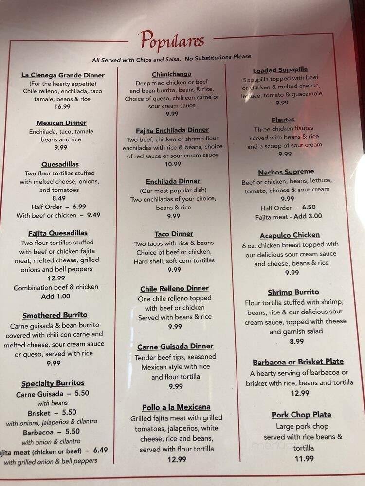 El Cienega Stop N Go - Mineral Wells, TX menu_pic
